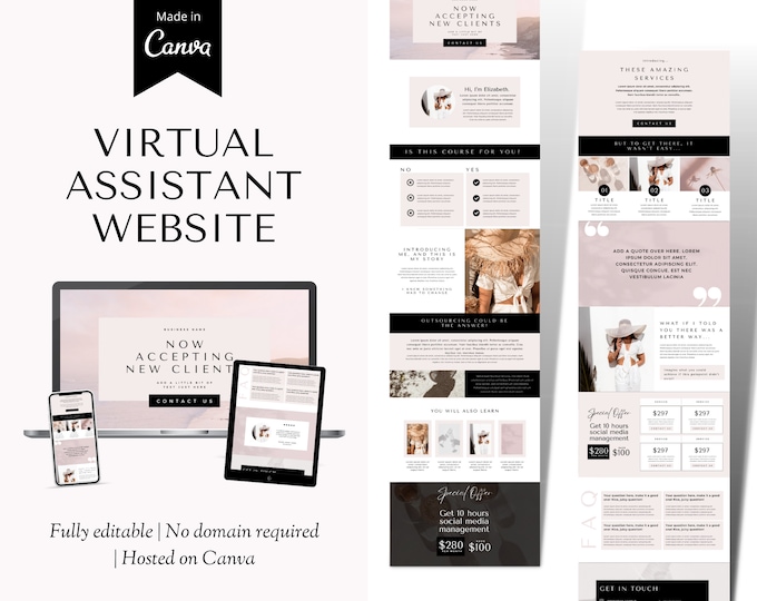 Virtual Assistant Website Template Canva, Canva Website, Done for You ...