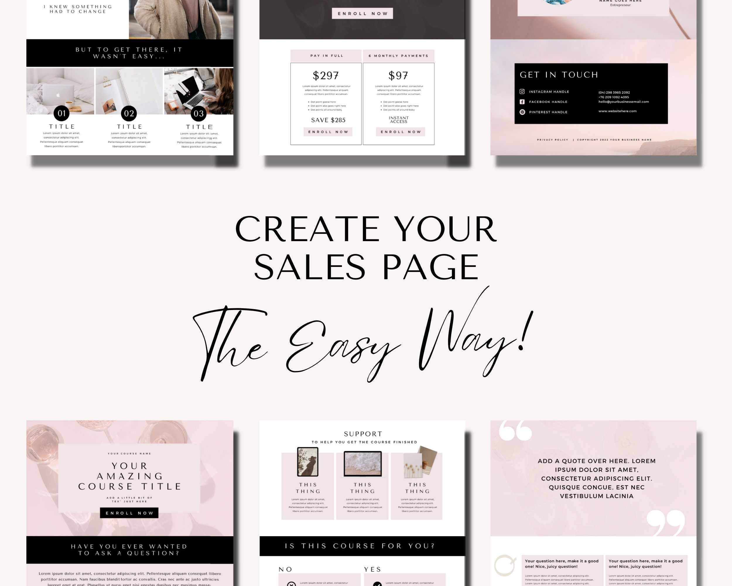 Canva Sales Page Template Canva site Template Course Etsy