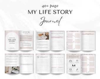 Life Story Journal, Achievement Journal, Bucket List Journal, Guided Prompts, Life Coaching, Life Story Canva Template, Life Story Book