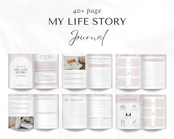 Life Story Journal, Achievement Journal, Bucket List Journal, Guided Prompts, Life Coaching, Life Story Canva Template, Life Story Book