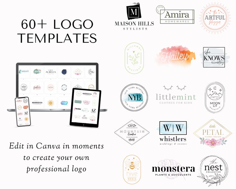 Editable Logo Template Canva, Logo Kit, DIY Logo Design, Logo Branding