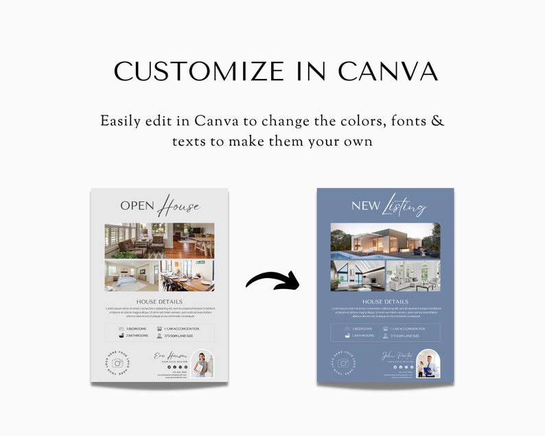 Realtor Flyer Editable Canva Template, Real Estate Flyer Bundle, Real ...