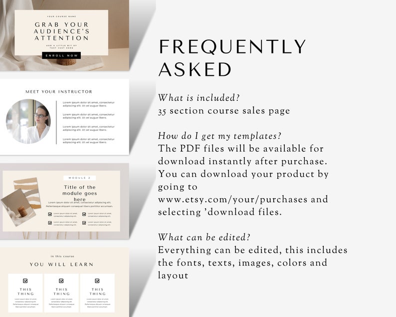 Canva Sales Page Template Canva site Template Course Etsy