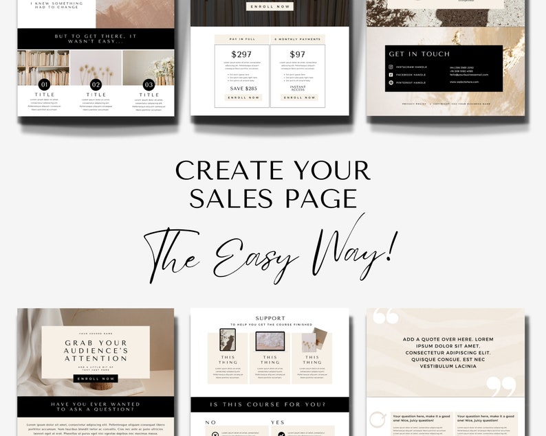Canva Sales Page Template Canva site Template Course Etsy