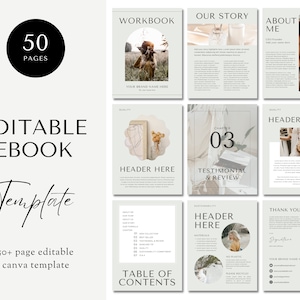 50 Page Ebook Template Canva, Editable Ebook Template, Ebook Digital Download, Ebook Bundle, Workbook Template Canva, Editable Workbook