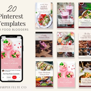 Canva Pinterest Templates, Food Blogger, Pinterest Pin Templates, Pinterest Blogger Templates, bearbeitbare Pinterest Pins, Pinterest Marketing