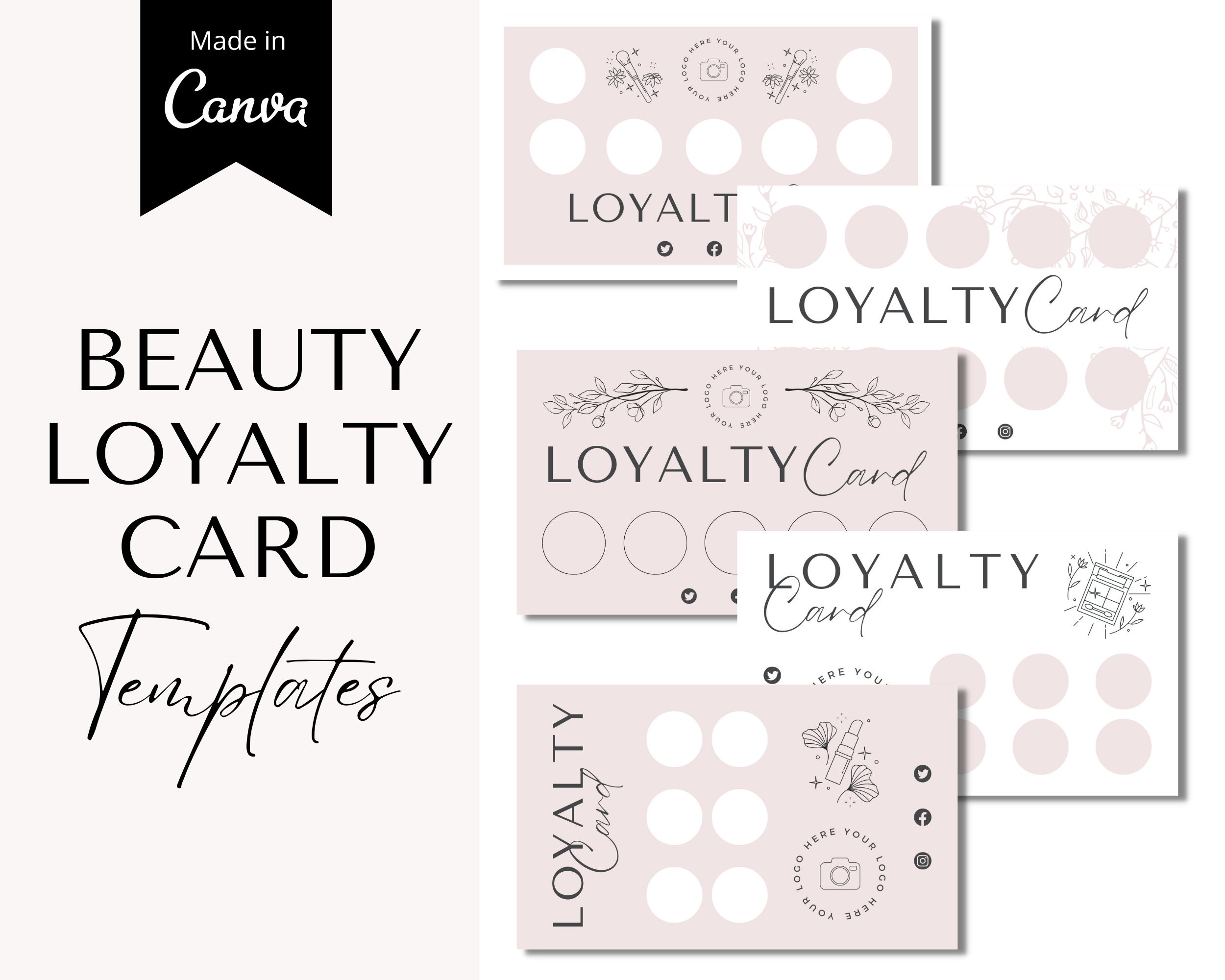 Loyalty Card, Reward Punch Cards, Discount Cards, Business Card Stamps,  Editable Loyalty Cards, Hair Loyalty Card, Small Business Cards 