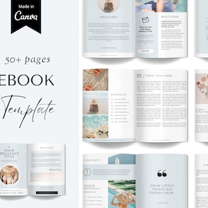 50 Page Ebook Template Canva, Editable Ebook Template, Ebook Digital Download, Ebook Bundle, Workbook Template Canva, Editable Workbook