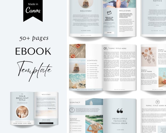 50 Page Ebook Template Canva, Editable Ebook Template, Ebook Digital Download, Ebook Bundle, Workbook Template Canva, Editable Workbook