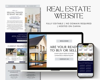 Modèle de site Web immobilier, site Web immobilier Canva, site Web d'agent immobilier, modèle de site Web Canva, marketing immobilier, modèles Canva