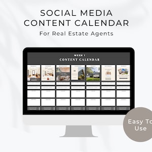 Social Media Planner Spreadsheet for Realtors, Content Calendar Real Estate Agents, Instagram Planner Realtors, Monthly Content Planner