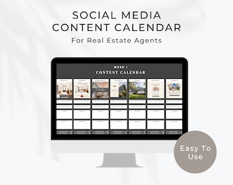 Social Media Planner Spreadsheet for Realtors, Content Calendar Real Estate Agents, Instagram Planner Realtors, Monthly Content Planner