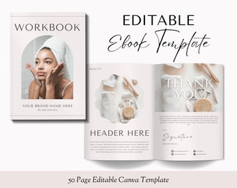 50 Page Ebook Template Canva, Editable Ebook Template, Ebook Digital Download, Ebook Bundle, Workbook Template Canva, Editable Workbook