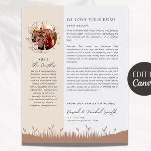 Plantilla de carta editable al vendedor, carta de oferta para el comprador de vivienda, plantilla de carta de oferta de vivienda, plantilla de carta de oferta de bienes raíces imprimible Canva