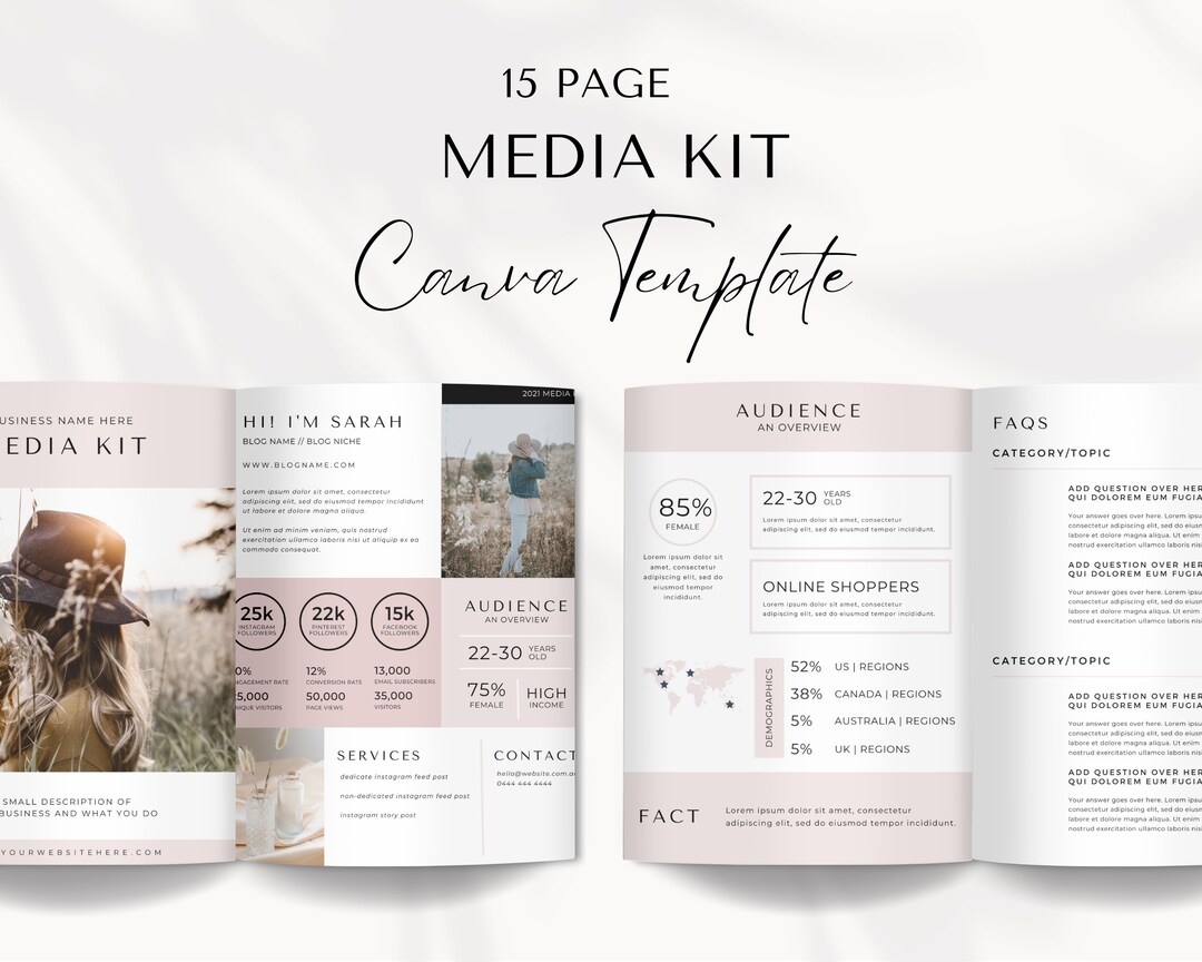 15 Page Media Kit Canva Template, Instagram Media Kit, Influencer Rate ...