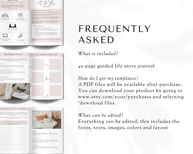 Life Story Journal, Achievement Journal, Bucket List Journal, Guided Prompts, Life Coaching, Life Story Canva Template, Life Story Book image 5