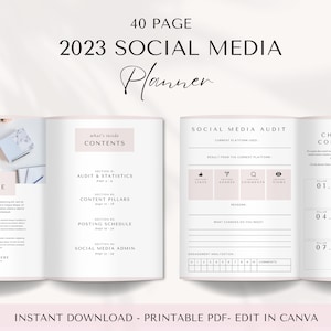 Social Media Planner Printable Download, Social Media Planner Instagram, Social Media Planner 2022, Small Business Planner, Marketing Plan