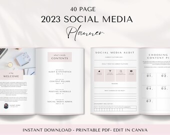 Planer mediów społecznościowych do wydrukowania, Planer mediów społecznościowych Instagram, Planer mediów społecznościowych 2022, Planer małych firm, Plan marketingowy