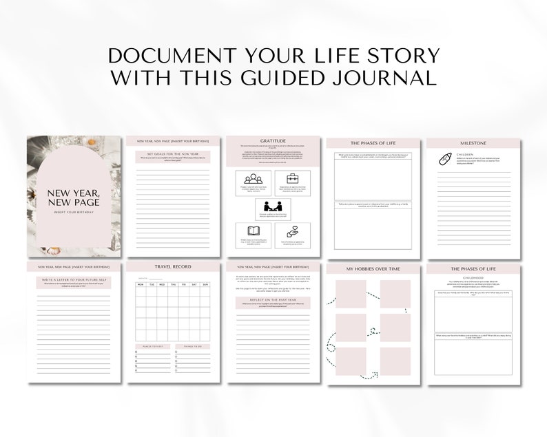 Life Story Journal, Achievement Journal, Bucket List Journal, Guided Prompts, Life Coaching, Life Story Canva Template, Life Story Book image 3