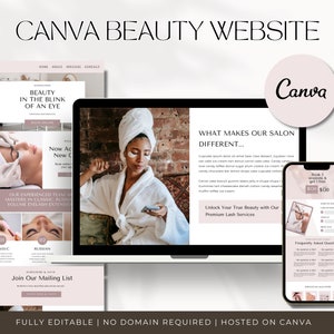 Beauty Canva Website, Beautician Website, Beauty Salon Landing Page, Esthetician Website Template, Makeup, Hair Salon, Nail Salon Website