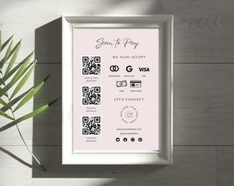 Editable Scan to Pay Card, Editable Canva Template, QR Code Sign Template, CashApp PayPal Sign for Small Business, Venmo Payment Printable