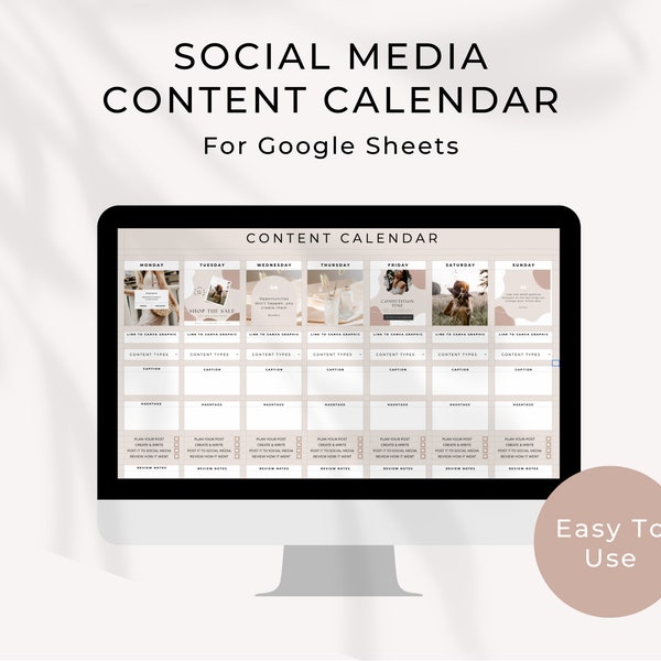 Social Media Planner Spreadsheet, Content Calendar, Instagram Planner, Monthly Content Planner, Social Media Tracker, Instagram Feed Planner