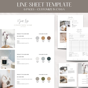 Line Sheet for Wholesale. Price List Template, Editable Candle Template Catalog, Seller shop, Product Sales Sheet, Canva Linesheet Catalogue