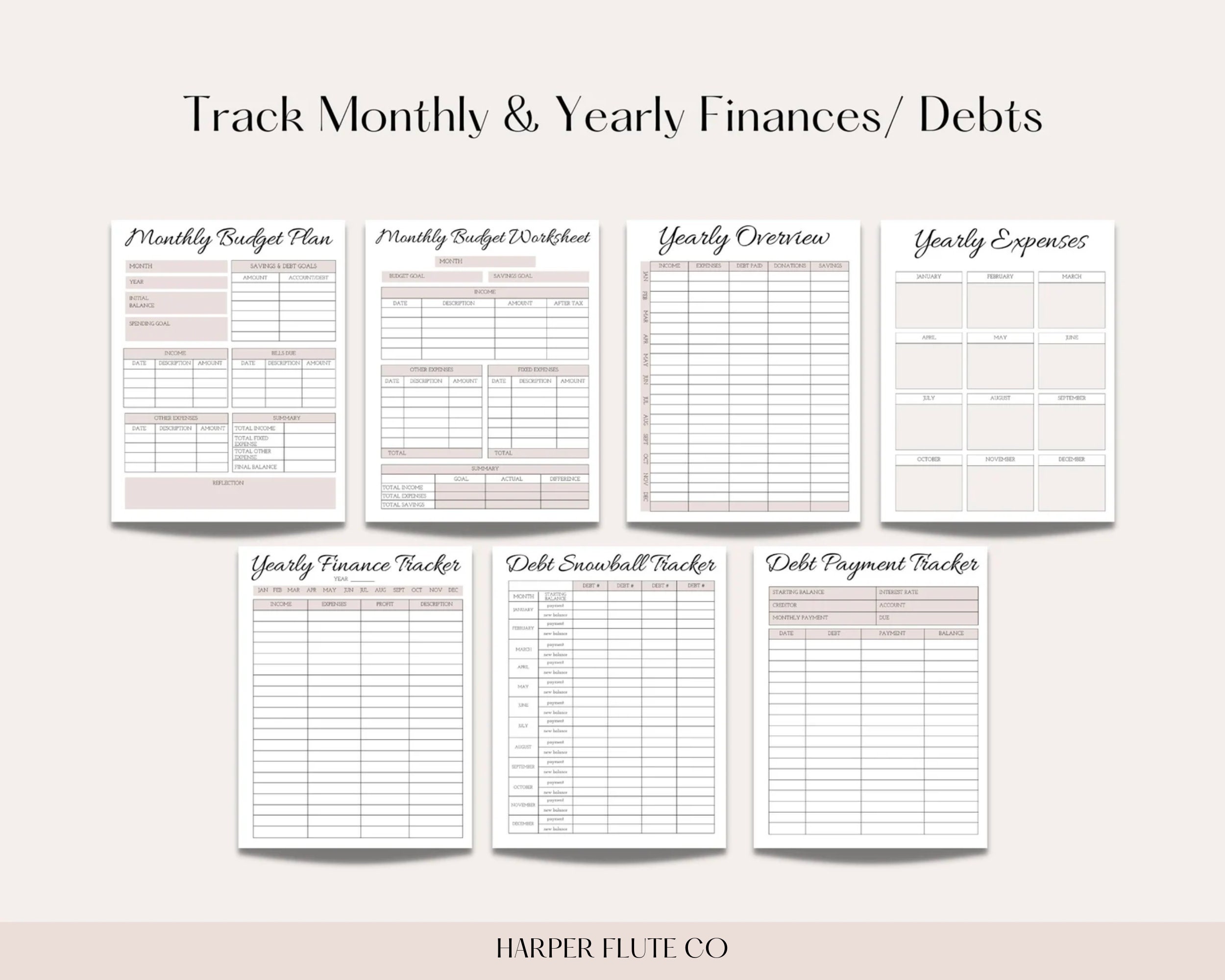 Finance Planner Bundle, Budget Planner Templates, Financial Savings