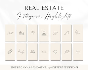 Instagram Highlights for Realtor, Real Estate Instagram Templates Canva, Instagram Highlights Real Estate, Realtor Social Media Canva