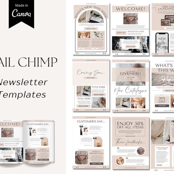Mail Chimp Email Template, Email Template Canva, Email Template Design, Mail Chimp Design Template, Business Email Marketing Resources Canva