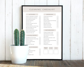 Airbnb Cleaning Checklist, Editable Airbnb Canva Template, Cleaning Schedule, Vacation Rental Housekeeping Checklist, Airbnb Cleaning List