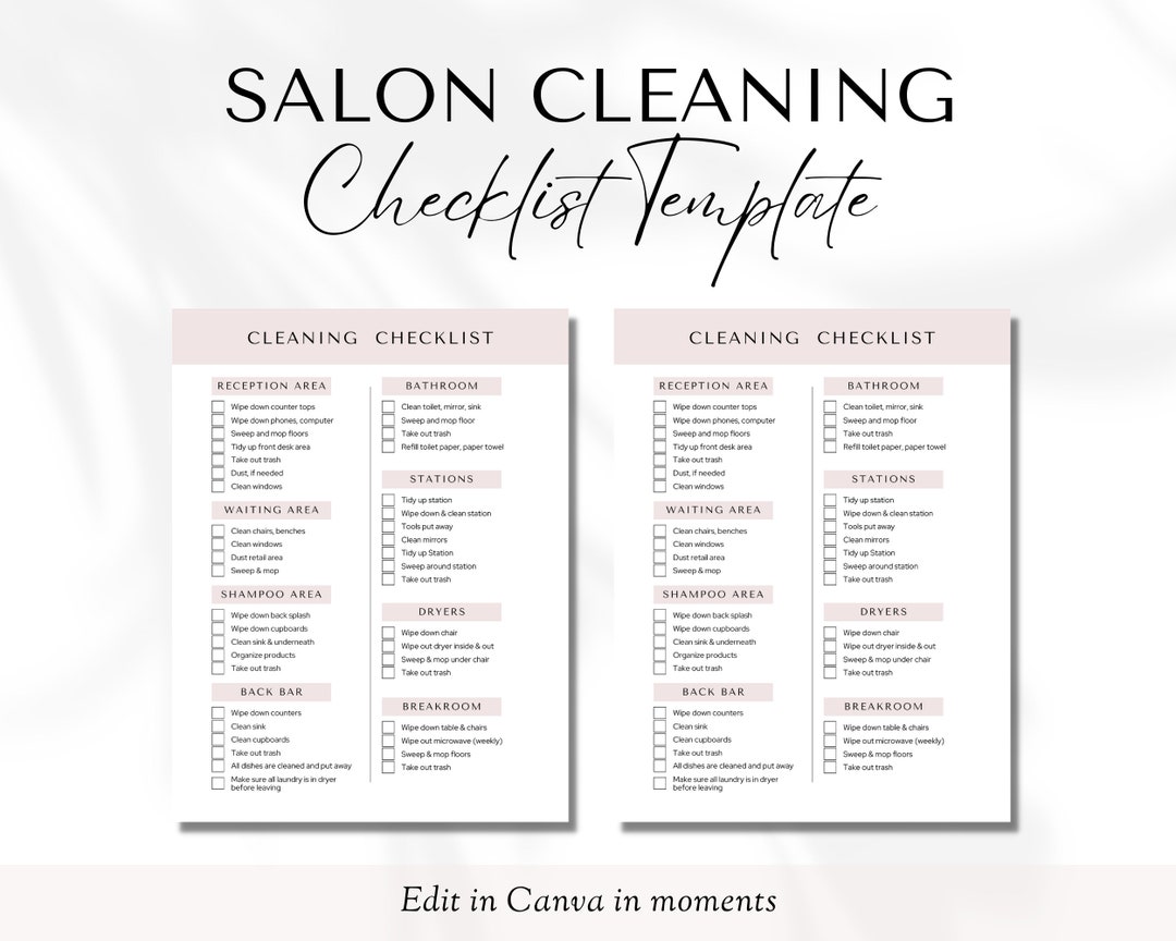 Salon Cleaning Checklist Editable Cleaning Checklist Canva Template salon-cleaning-checklist-editable-cleaning-checklist-canva-template