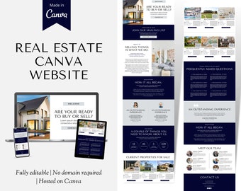 Modèle de site Web immobilier, site Web immobilier Canva, site Web d'agent immobilier, modèle de site Web Canva, marketing immobilier, modèles Canva