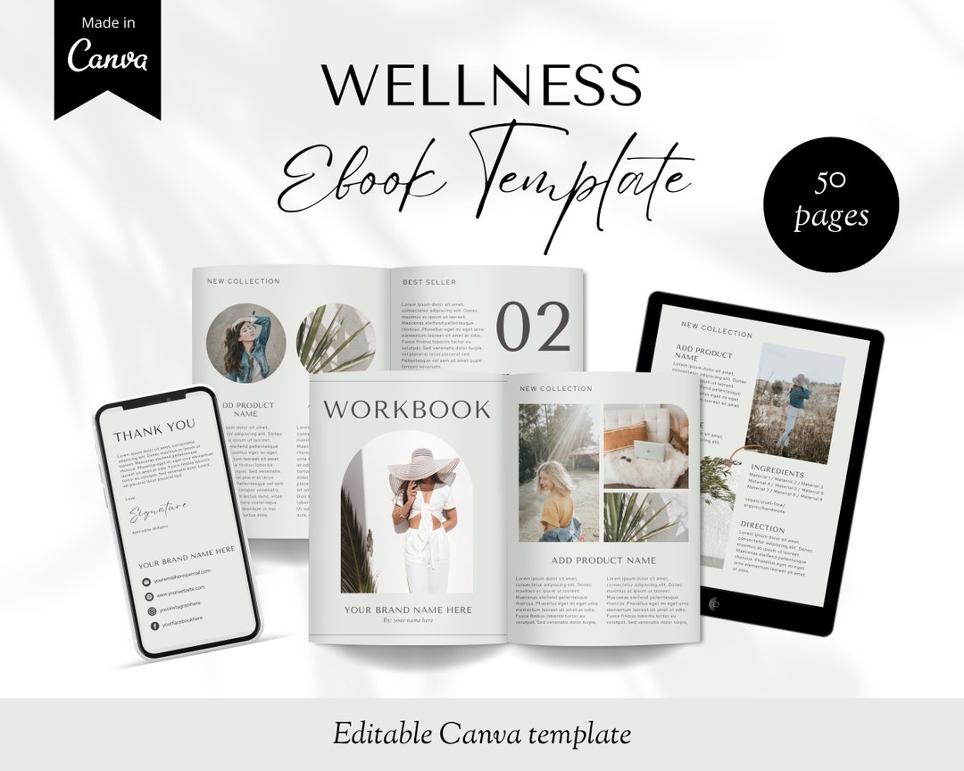 Ebook Template Canva, Ebook Mockup, Ebook Cover, Ebook for Wellness ...