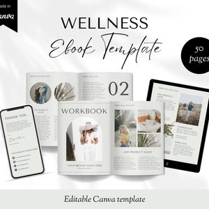 Ebook Template Canva, Ebook Mockup, Ebook Cover, Ebook for Wellness, Ebook Health, Ebook Bundle, Ebook Design, Ebook Template 50 Page Canva