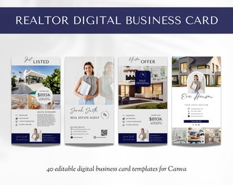 Real Estate Business Card, Digital Business Card Canva, Realtor Digital Business Card, Modern Real Estate Business, Real Estate Marketing