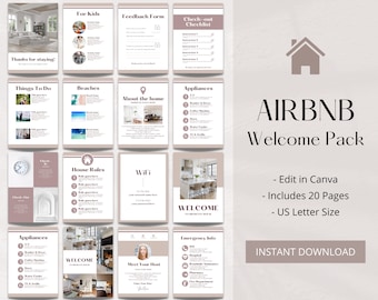 Airbnb Welcome Book Template, Editable Canva Welcome Guide, Airbnb House Manual, Superhost eBook, Host Signs, Signage, VRBO Vacation Rental