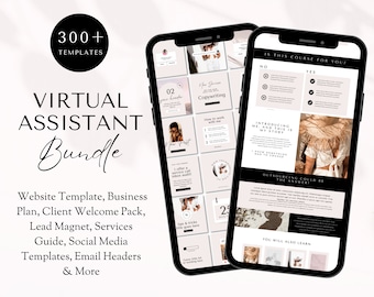 Virtual Assistant Templates, Virtual Assistant Website, Virtual Assistant Canva Template Bundle, Services Guide, Client Welcome Pack Canva