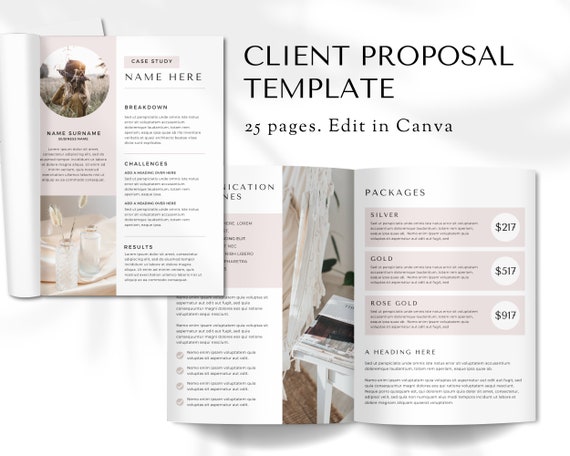 Client Proposal Template, Business Proposal Template, Virtual Assistant Client Proposal Canva Template, New Client Welcome, Client Proposal