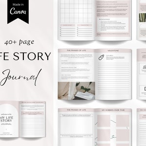Life Story Journal, Achievement Journal, Bucket List Journal, Guided Prompts, Life Coaching, Life Story Canva Template, Life Story Book
