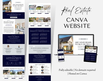 Realtor Website Template, Realtor Website Canva, Real Estate Website, Realtor Marketing, Realtor Packs, Canva Business Website Realtor Canva