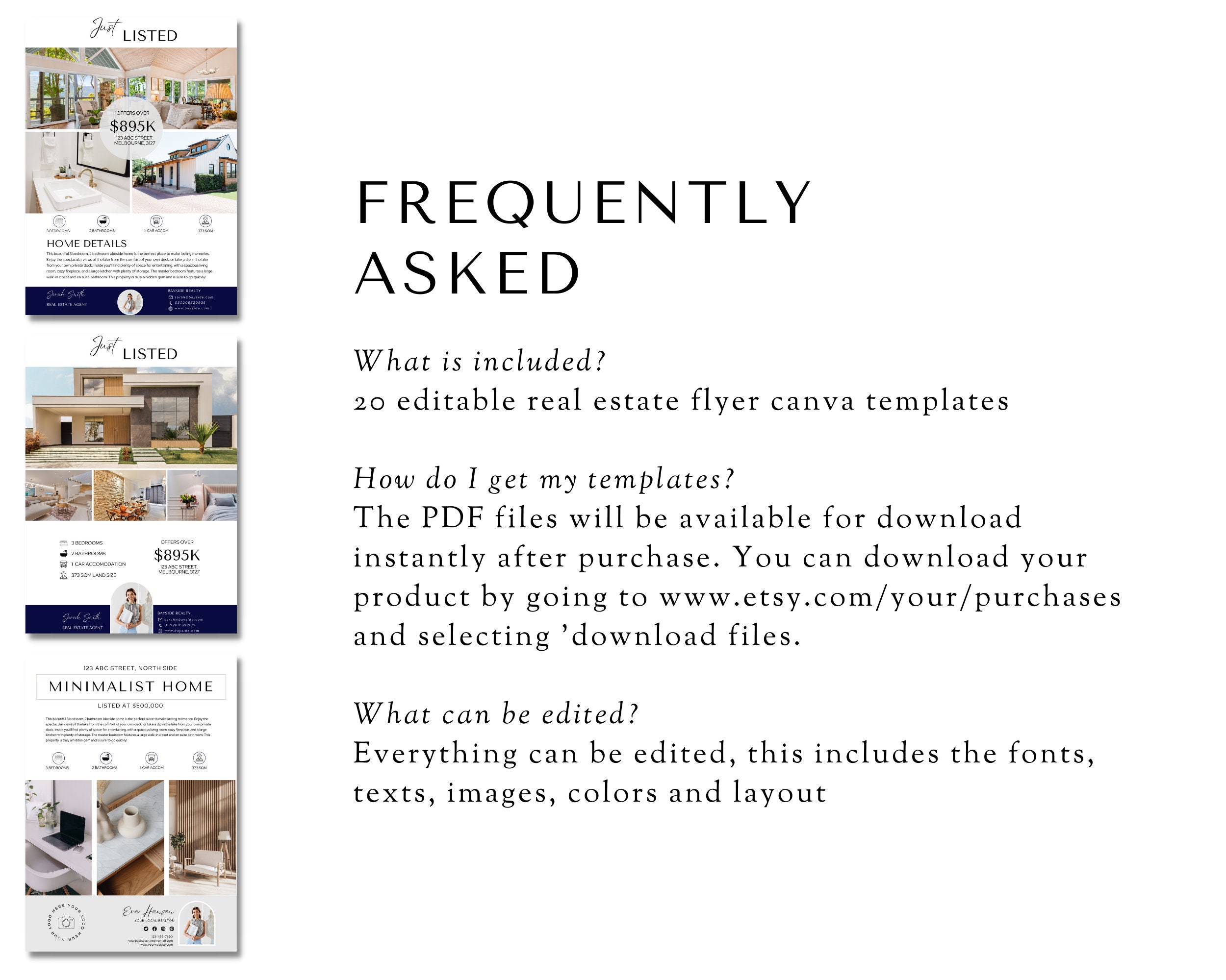 Realtor Flyer Editable Canva Template, Real Estate Flyer Bundle, Real ...