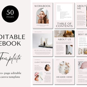 50 Page Ebook Template Canva, Editable Ebook Template, Ebook Digital Download, Ebook Bundle, Workbook Template Canva, Editable Workbook