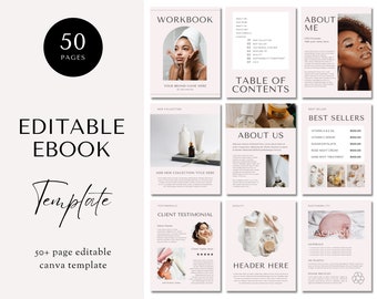 50 Page Ebook Template Canva, Editable Ebook Template, Ebook Digital Download, Ebook Bundle, Workbook Template Canva, Editable Workbook
