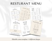 Menu Template Restaurant, Restaurant Food Menu, Business Menu Template, Editable DIY Template Price, Menu Template Canva, Menu Editable