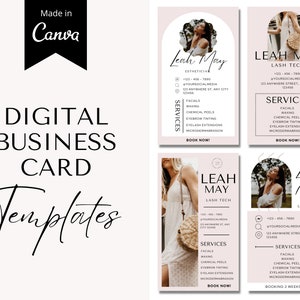 Plantilla de tarjeta de visita digital Canva, tarjeta de visita digital de belleza, tarjeta de visita digital de pestañas, salón de belleza, peluquería, plantilla de maquillaje