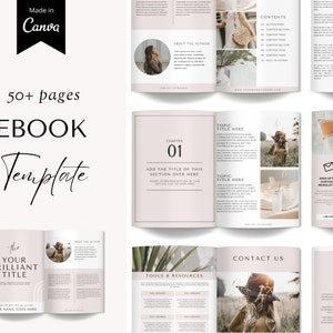 50 Page Ebook Template Canva, Editable Ebook Template, Ebook Digital Download, Ebook Bundle, Workbook Template Canva, Editable Workbook