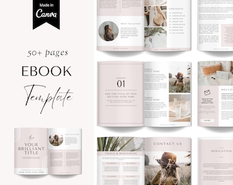 50 Page Ebook Template Canva, Editable Ebook Template, Ebook Digital Download, Ebook Bundle, Workbook Template Canva, Editable Workbook