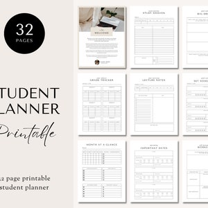 Printable Student Planner, Academic Planner Printable, College Student Planner, Productivity Project Planner, Study Planner, School Planner