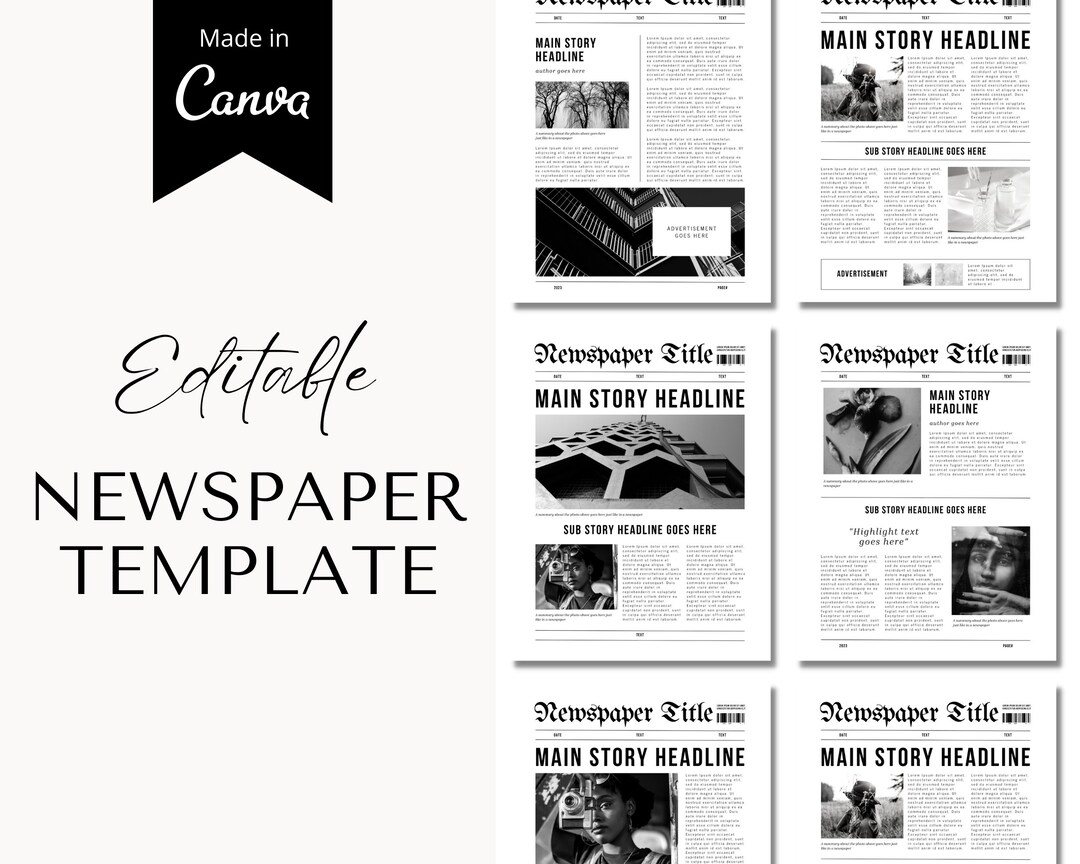  Newspaper Canva Template Newspaper Printable Wedding Program 
